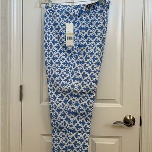 Rafaella Classic Fit Blue and White Pants